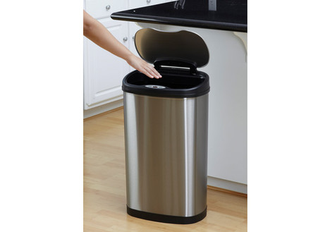 Nine Stars 13.2-Gallon Stainless Steel Oval Sensored Trash Can