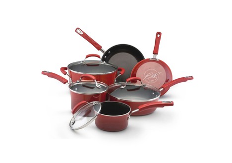 Rachael Ray Hard Enamel Cookware 10pc set (2-tone Red)