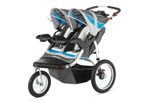 Schwinn Turismo Double Jogging Stroller, Gray & Blue